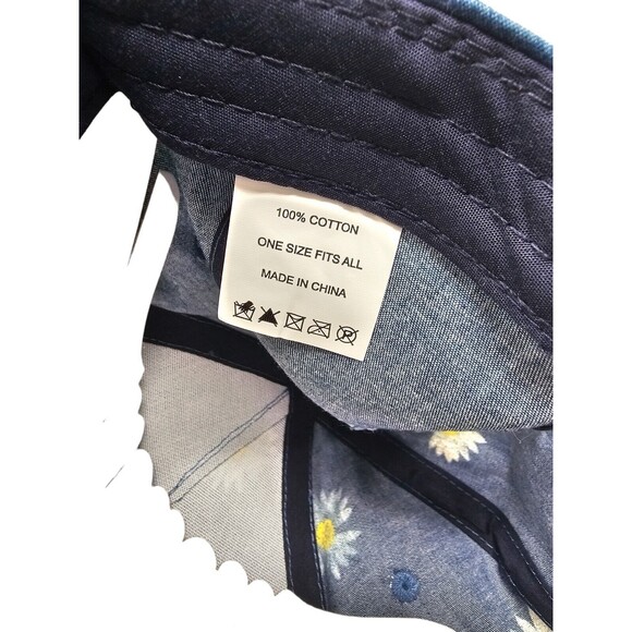 Denim Like Daisy Flower Baseball Cap Hat Blue  Yellow White Adjustable - Picture 8 of 8